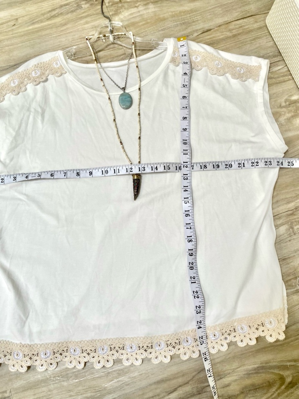 Crochet accents boho blouse w shabby chic prairie farmhouse vibe - Picture 8 of 8